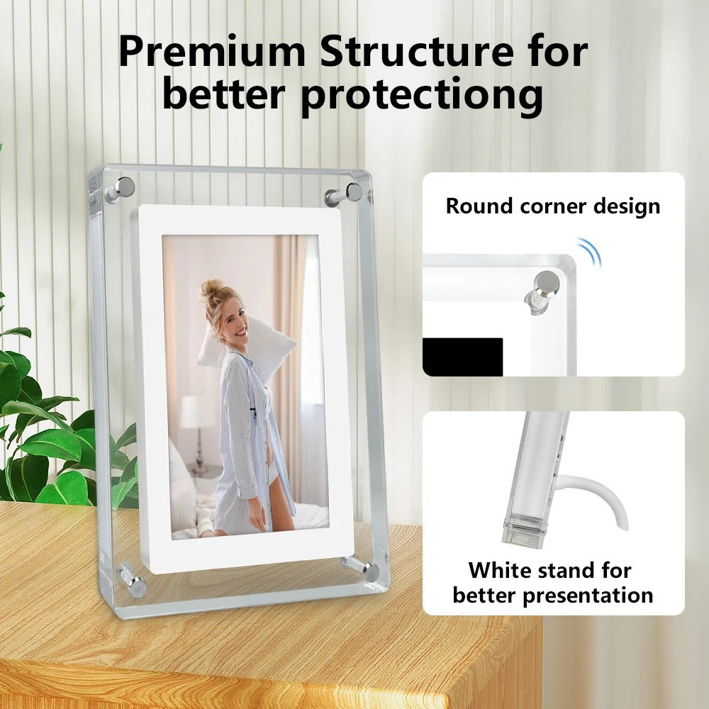 VelauraFrame™ – Rechargeable Acrylic Digital Photo Frame